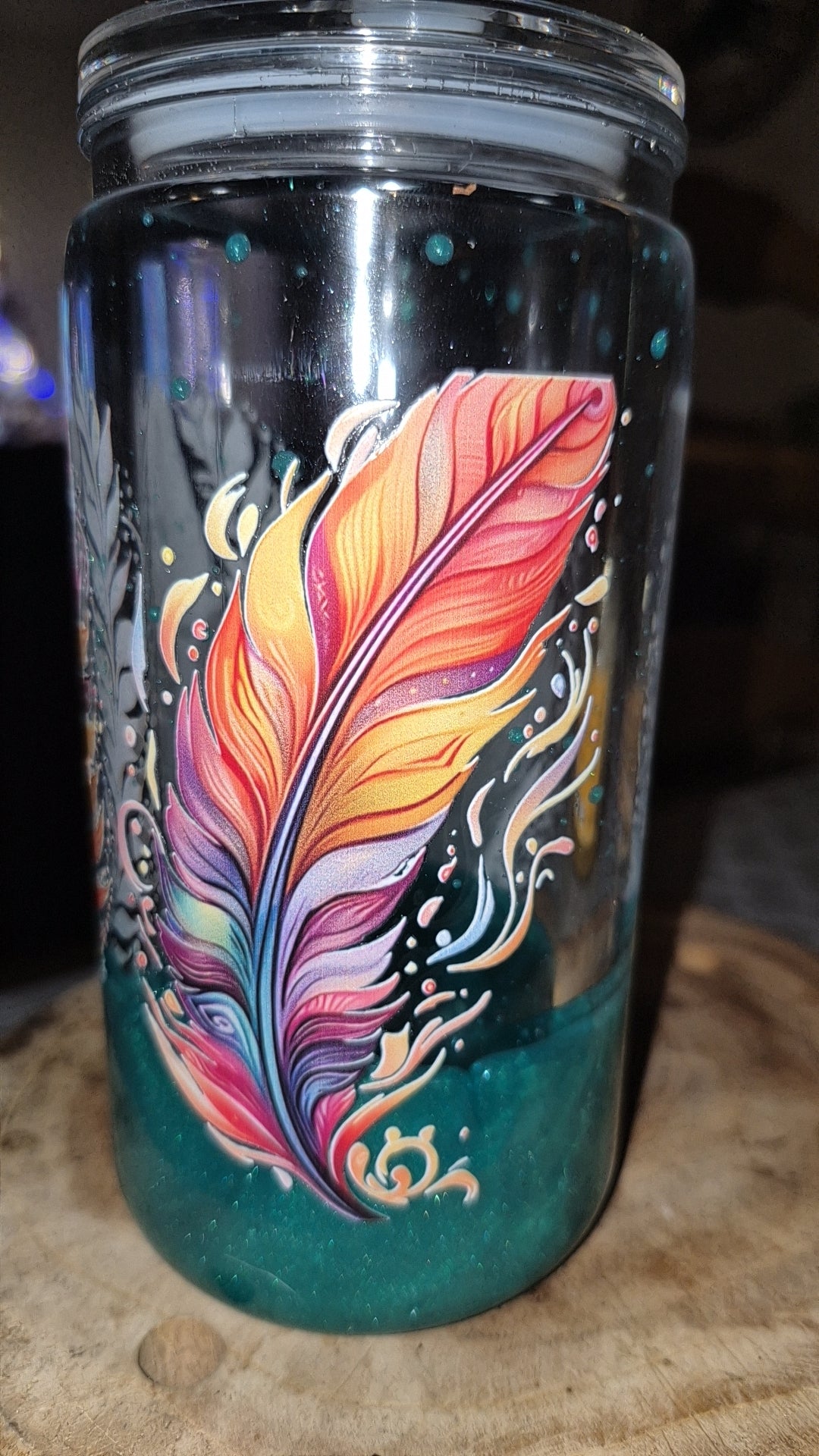 Snowglobe Effet lave Plume 16oz (473ml)